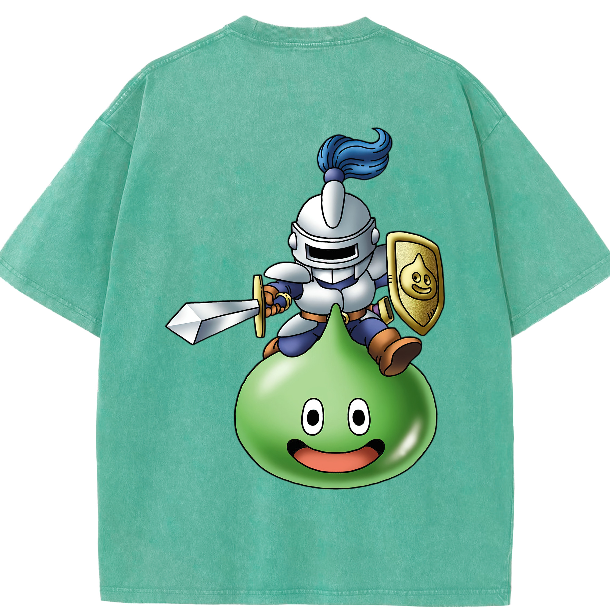 （画像用） ドラゴンクエスト Doragon Kuesuto Dragon Quest 綿100% ヴィンテージ風 半袖Tシャツ（背面プリント）